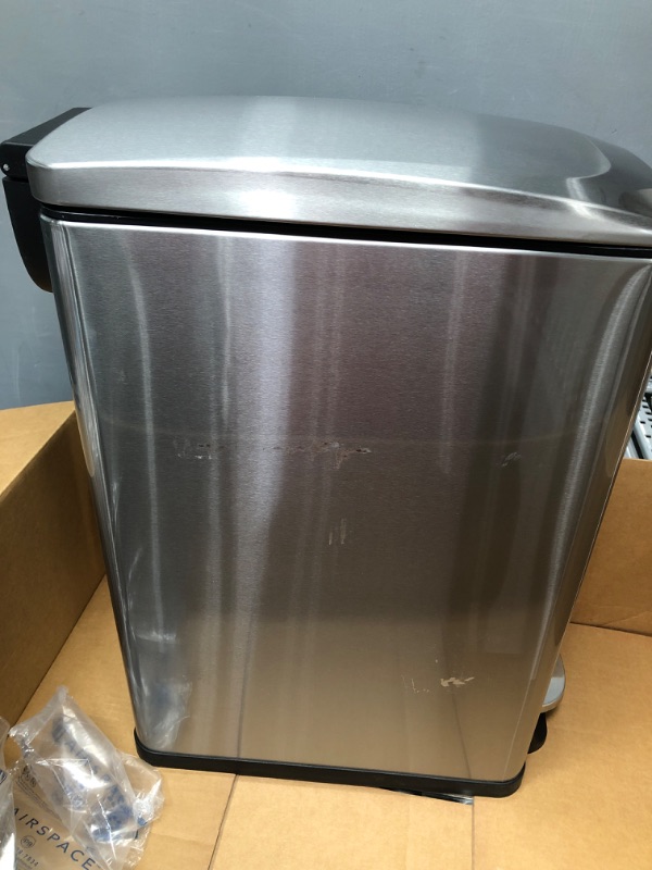 Photo 1 of  12 Gallon Slim Kitchen Trash Can, Stainless Steel, Step Pedal, 45 Liter