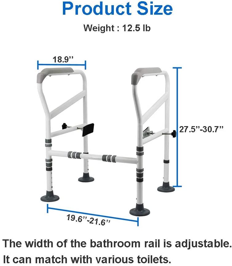 Photo 1 of 1 Pack of Bathroom Toilet Safety Frame and 1 Pack of Foldable Bedside Rail for Elderly