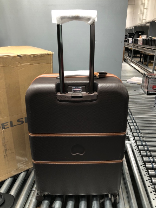 Photo 4 of DELSEY Paris Chatelet Hardside Luggage with Spinner Wheels, Chocolate Brown, Checked-Large 28 Inch, with Brake Checked-Large 28 Inch, with Brake Chocolate Brown