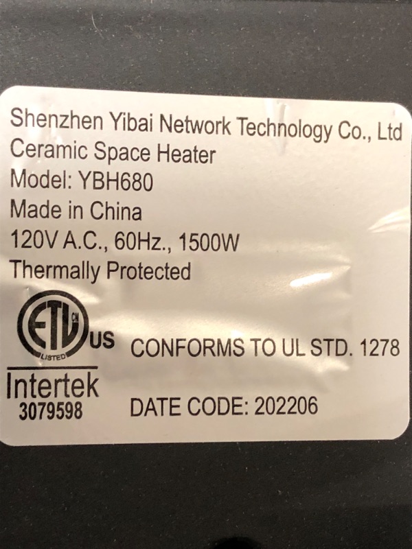 Photo 2 of **Missing remote**
24" Space Heater, Voweek 1500W PTC Fast Heating Ceramic Heater for Office, Large Room, Indoor Use, Bedroom, Electric Heater with Thermostat, Remote, 3 Modes, ETL Certified, 12H Timer, 90° Oscillating Black