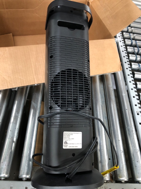 Photo 3 of **Missing remote**
24" Space Heater, Voweek 1500W PTC Fast Heating Ceramic Heater for Office, Large Room, Indoor Use, Bedroom, Electric Heater with Thermostat, Remote, 3 Modes, ETL Certified, 12H Timer, 90° Oscillating Black