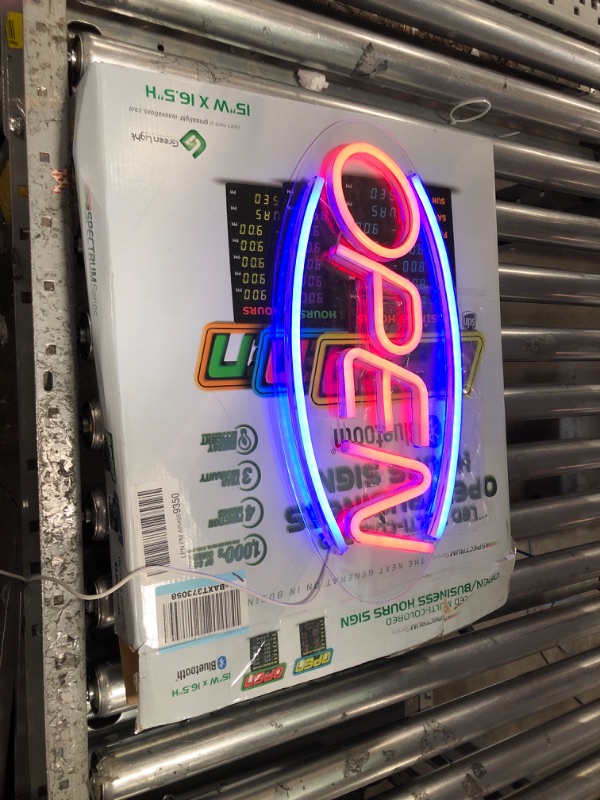 Photo 2 of GLI Led Open Sign for Business – Stand Out with 64 Super-Bright Color Combos to Match Your Brand, Programmable App – Neon Flash, or Scroll – 15 x 32 inch