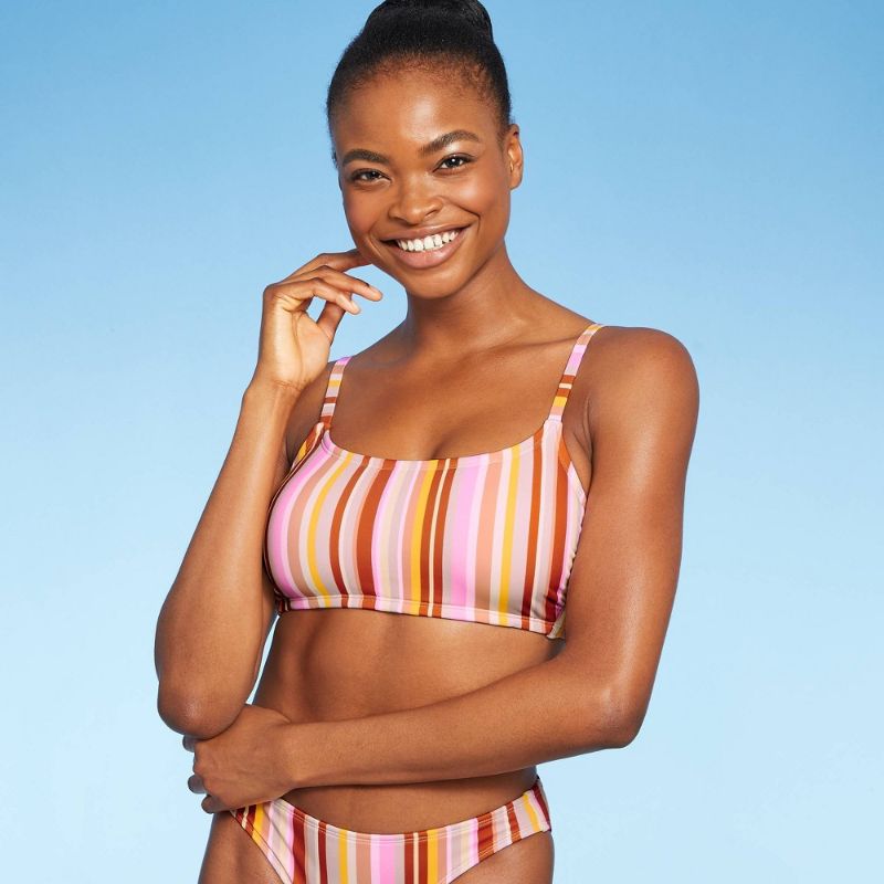 Photo 1 of Juniors' Scoop Neck Bralette Bikini Top - Xhilaration™ Multi Stripe Cup
SIZE D/DD 
