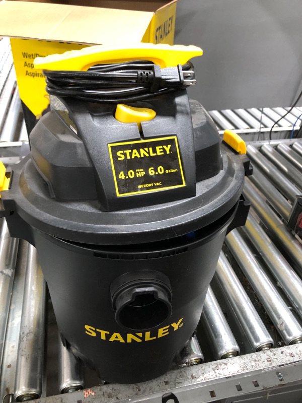 Photo 2 of *** TESTED DOES NOT TURN ON *** **** PARTS ONLY ****
Stanley - SL18116P Wet/Dry Vacuum, 6 Gallon, 4 Horsepower Black Black, Yellow 6 Gallon, 4.0 HP AC Wet/Dry Vacuum
