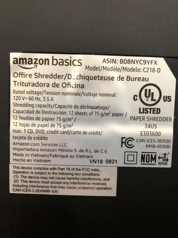 Photo 5 of Amazon Basics 12 Sheet Micro-Cut Paper,Credit Card and CD Shredder for Office/Home & Paper Shredder Sharpening & Lubricant Sheets - Pack of 24