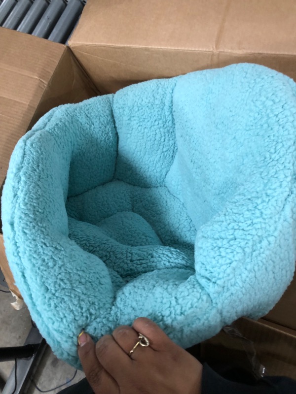 Photo 2 of Best Friends by Sheri OrthoComfort Deep Dish Cuddler Sherpa Cat and Dog Bed, Teal, Standard Standard Bed Teal Sherpa