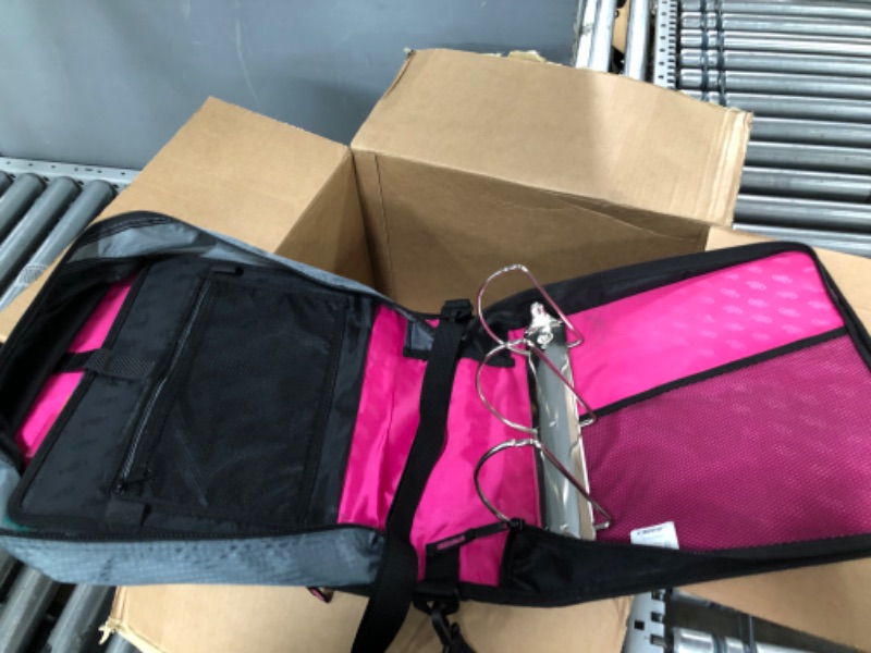 Photo 2 of Case-it The King Sized Zip Tab Zipper Binder - 4 Inch D-Rings - 5 Subject File Folder - Multiple Pockets - 800 Sheet Capacity - Comes with Shoulder Strap - Magenta D-186 Magenta Single