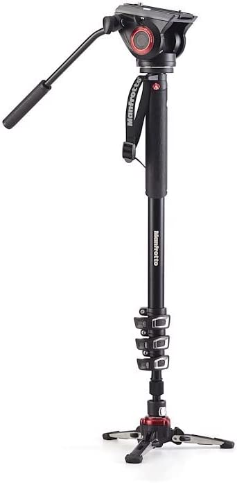 Photo 1 of Manfrotto Video Monopod XPRO+, Camera and Video Support Rod with Video Head, 4-Section in Aluminium with Fluid Base, Photography Accessories for Content Creation, Video, Vlogging XPRO+ 500