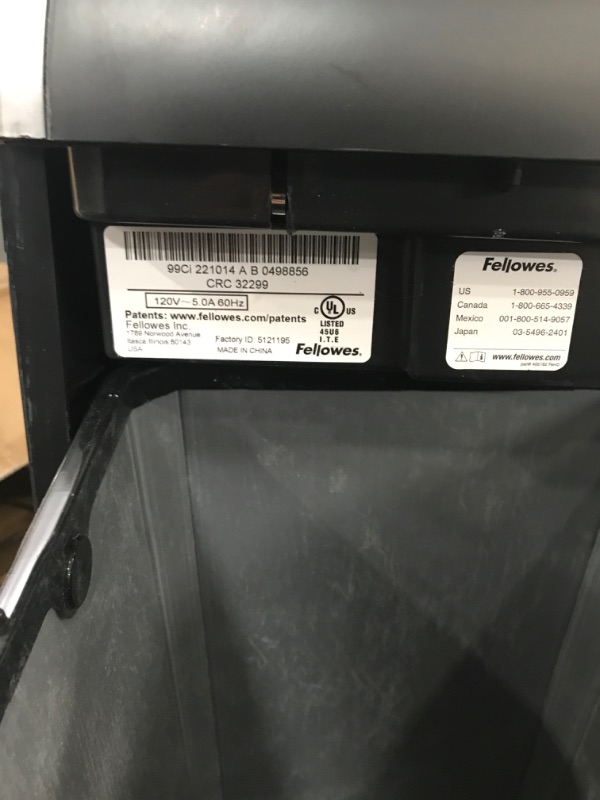 Photo 4 of SEE PICS FOR DAMAGE****** Fellowes Powershred PS-12Cs, 12 Sheet Cross-Cut SafeSense Shredder (3271301)