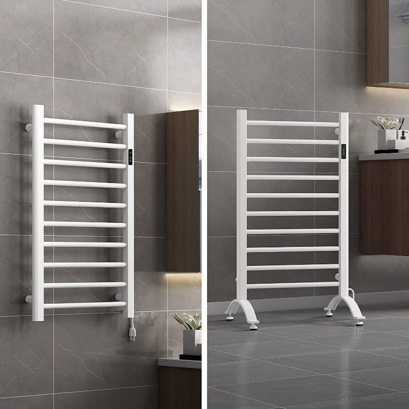 Photo 1 of DELAVIN 10 Bars Freestanding Heated Towel Rack, Towel Warmers for Bathroom (ETL Certified), Mild Steel Towel Warmer Rack with Timer, Plug-in/Hardwired, Wall-Mounted/Free Standing, White
