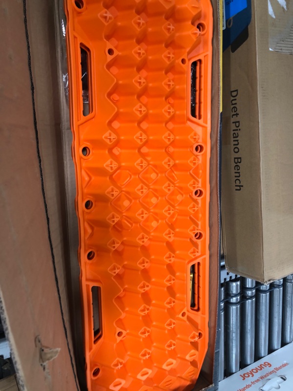 Photo 2 of BUNKER INDUST Off-Road Traction Boards with Jack Base, 1 Pair Recovery Tracks Mat for 4X4 Jeep Truck Tire Traction-Sand,Mud, Snow Ladder Ramps (Orange)