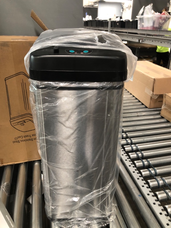 Photo 2 of iTouchless 13 Gallon Stainless Steel Kitchen Trash Can with AbsorbX Odor Filter System, Powered by Batteries (not Included) or Optional AC Adapter (Sold Separately), Original Stainless Steel
