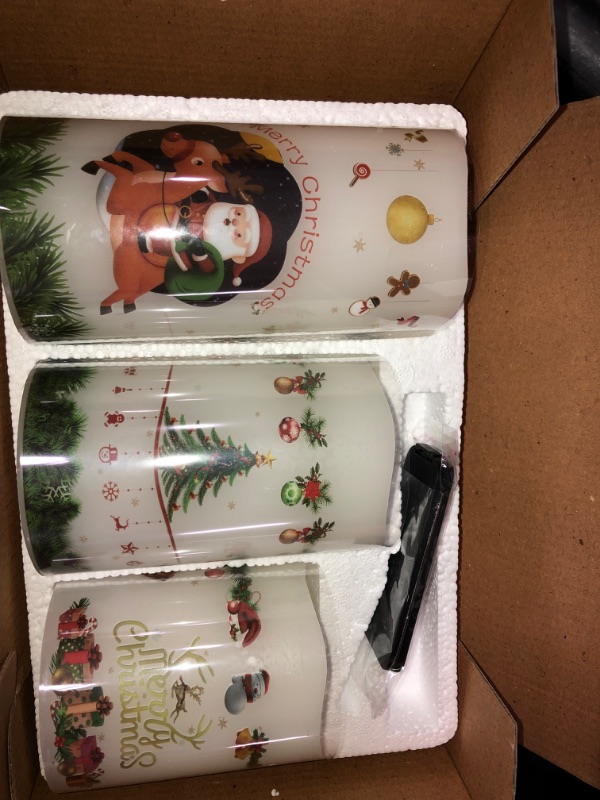 Photo 1 of 3 PCS Christmas Flameless Candles with Remote Timer, Flickering Battery Operated Real Wax Electric LED Pillar Candles with Christmas Tree, Bells, Snowman (Christmas)