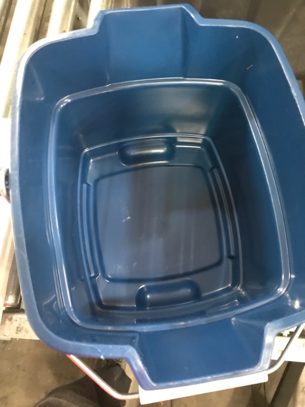 Photo 3 of (2) Rubbermaid Roughneck Square Bucket, 15-Quart, Blue, Sturdy Pail Bucket Organizer Household Cleaning Supplies Projects Mopping Storage Comfortable Durable Grip Pour Handle Blue 15 qt - Square
