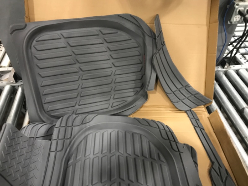 Photo 2 of Motor Trend 923-GR Gray FlexTough Contour Liners-Deep Dish Heavy Duty Rubber Floor Mats & Van-All Weather Protection Trim & Premium FlexTough All-Protection Cargo Liner Trunk Mat, Gray, 54" x 37"