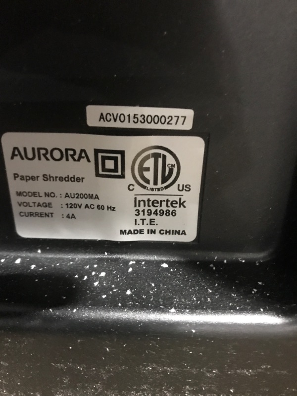 Photo 2 of Aurora Commercial Grade 200-Sheet Auto Feed High Security Micro-Cut Paper Shredder/ 60 Minutes/ Security Level P-5