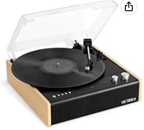 Photo 1 of Victrola Eastwood 3-Speed Bluetooth Turntable with Built-in Speakers and Dust Cover | Upgraded Turntable Audio Sound | Black (VTA-72-BAM)
