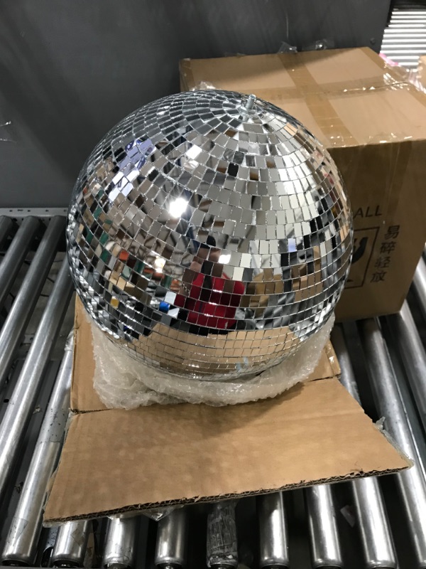 Photo 3 of 2 PC SET: Large + Small Disco Ball ,Disco Ball ,16 inch Mirror Ball Hanging Disco Ball for DJ Club Stage Bar Party Wedding Holiday Decoration