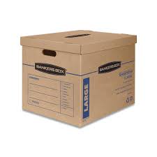 Photo 1 of **MINOR SHIPPING DAMAGE**SmoothMove Classic 21 in. X 17 in. X 17 in. Half Slotted Container Moving and Storage Boxes - Large Brown Kraft/Blue (2/Carton)
