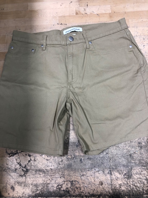 Photo 2 of Amazon Essentials Men's Slim-fit 7" Inseam Stretch 5-Pocket Short 32 Khaki Brown