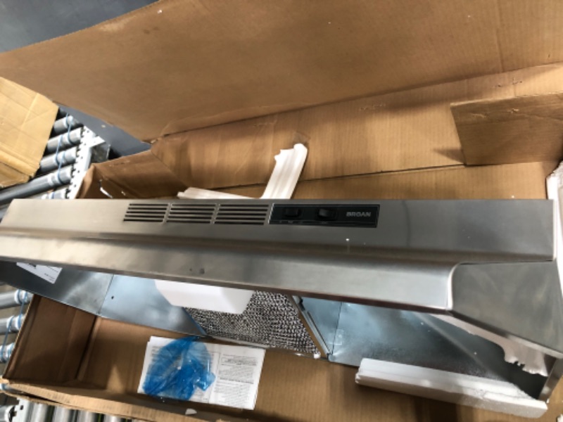 Photo 3 of **MINOR DAMAGE* Broan-NuTone 413604 Non-Ducted Ductless Range Hood Insert with Light, Exhaust Fan for Under Cabinet, 36-Inch, Stainless Steel 36-Inch Stainless Steel Hood