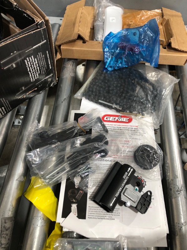 Photo 3 of **MISSING PARTS** Genie Chain Drive 750 3/4 HPC Garage Door Opener w/Battery Backup - Heavy Duty Chain Drive,Black & GHK-R Garage Door Opener Hanging Kit, Silver Chain 750 - Battery Garage Door Opener + Opener Hanging Kit, Silver