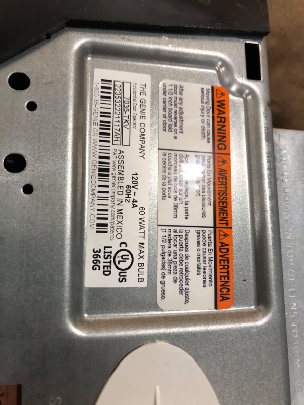 Photo 1 of **MISSING PARTS** Genie Chain Drive 750 3/4 HPC Garage Door Opener w/Battery Backup - Heavy Duty Chain Drive,Black & GHK-R Garage Door Opener Hanging Kit, Silver Chain 750 - Battery Garage Door Opener + Opener Hanging Kit, Silver