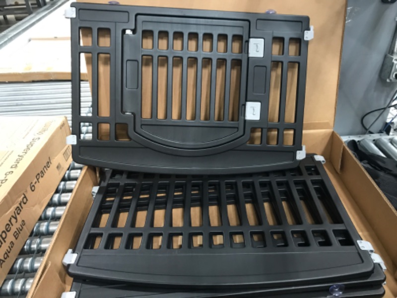 Photo 3 of **MISSING PARTS** Pet Playpen Foldable Gate for Dogs Heavy Plastic Puppy Exercise Pen with Door Portable Indoor Outdoor Small Pets Fence Puppies Folding Cage 6 Panels Medium Animals House Supplies (Black 6*Panel)
