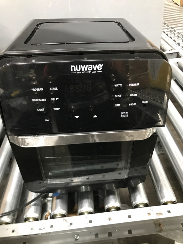 Photo 2 of ***PARTS ONLY*** NUWAVE Brio Air Fryer Smart Oven, 15.5-Qt X-Large Family Size, Countertop Convection Rotisserie Grill Combo, SS Rotisserie Basket & Skewer Kit, Reversible Ultra Non-Stick Grill Griddle Plate Included 15.5-Quart Black Air Fryer