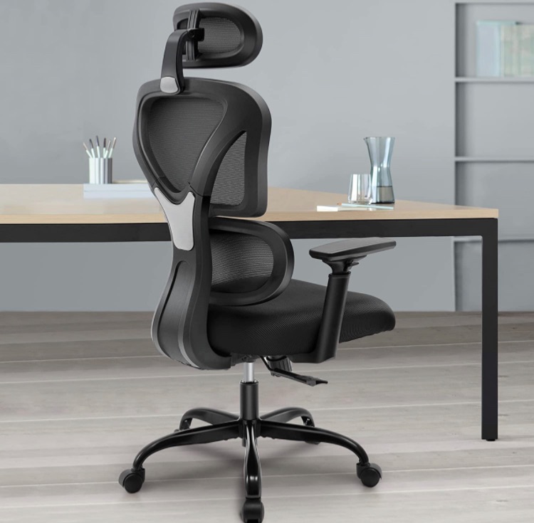 Photo 1 of Breathable Mesh Desk Chair with Lumbar Support, High Back Gaming Chair with Adjustable Headrest and Armrests for Conference Room (Black)