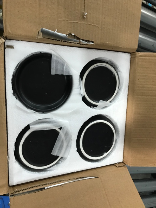 Photo 1 of POTEY Black Planters Pots for Plants Indoor - 4.2 Inch Glazed Ceramic Modern Bonsai Container with Drainage Holes & Saucer 053502 (Set of 4, Plants Not Included)
