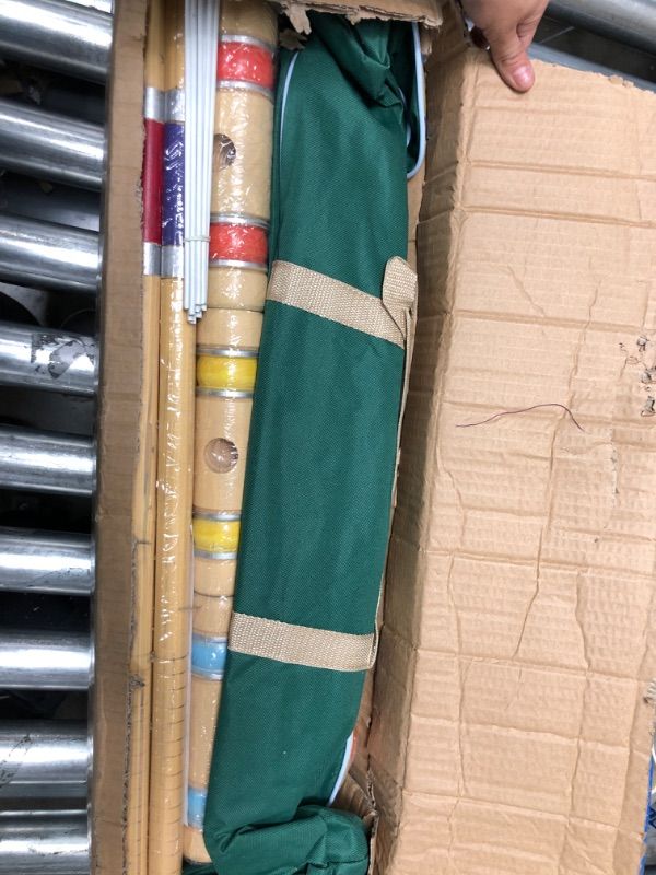 Photo 1 of ApudArmis Six Player Croquet Set with Premiun Rubber Wooden Mallets 28In,Colored Ball,Wickets,Stakes - Lawn Backyard Game Set for Adults/Teenagers/Family (Large Carry Bag Including)