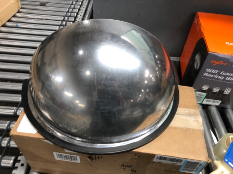 Photo 1 of 18” Acrylic Bubble Half Dome Mirror with Black Rim, Round Indoor Security Mirror for Driveway Safety Spots, Outdoor Warehouse Side View, Circular Wall Mirror for Office Use - Vision Metalizers (DPB1812) Acrylic Half Dome 18"