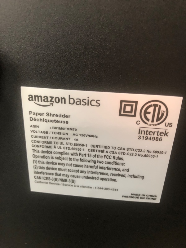 Photo 4 of Amazon Basics 15-Sheet Cross-Cut Paper, CD Credit Card Office Shredder 15 Sheet - original model Shredder