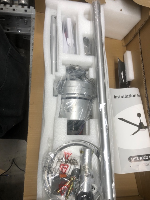 Photo 2 of *Missing Blades* Biukis Ceiling Fans with Lights 60-in Silver Ceiling Fan with Dimmable LED Light Kit Remote Control Modern Blades Reversible DC Motor, 6-speed, Timer 60-Inch Silver