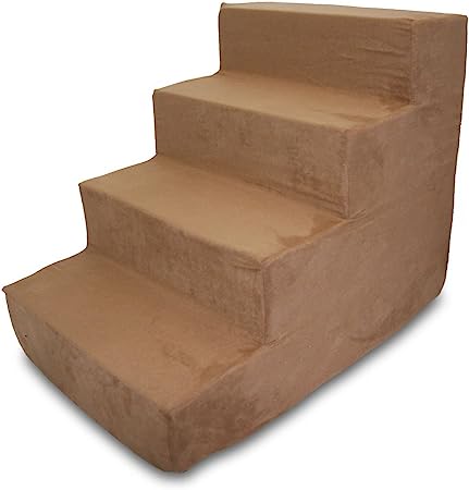 Photo 1 of    ***USED*** Best Pet Supplies Foam Pet Steps for Small Dogs and Cats, Portable Ramp Stairs for Couch, Sofa, and High Bed Climbing, Non-Slip Balanced Indoor Step Support, Paw Safe - Light Brown, 4-Step (H: 18")
