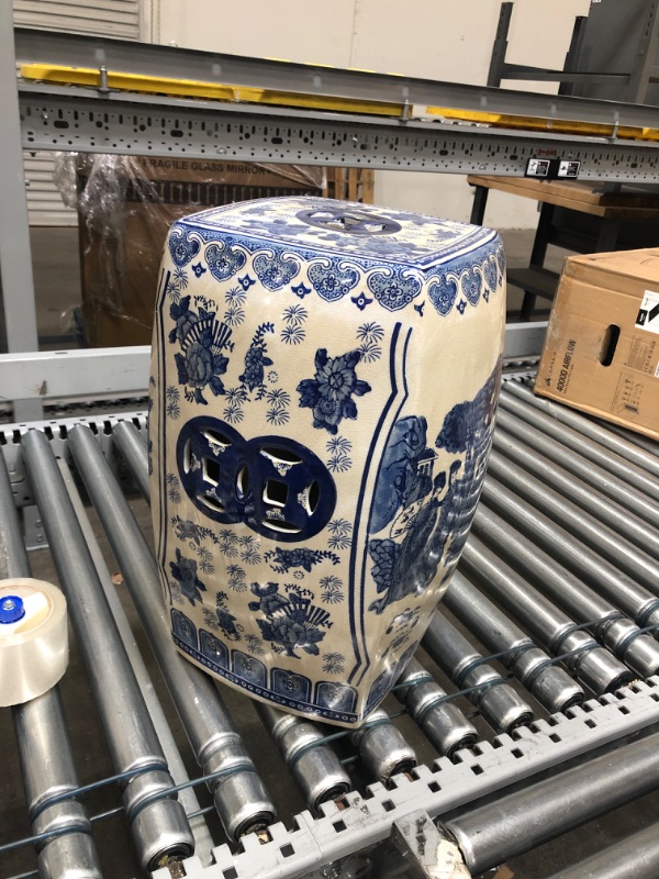 Photo 1 of **SEE NOTES**
ORIENTAL Furniture 18"" Ladies Blue & White Porcelain Square Garden Stool