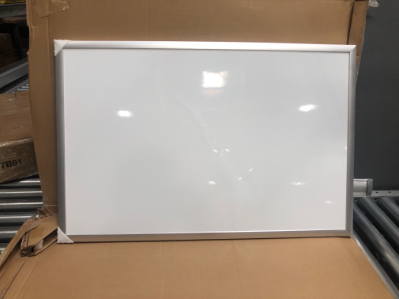 Photo 2 of DENTED BOARD***U Brands Basics Magnetic Dry Erase Whiteboard, 35" x 23", Silver Aluminum Frame