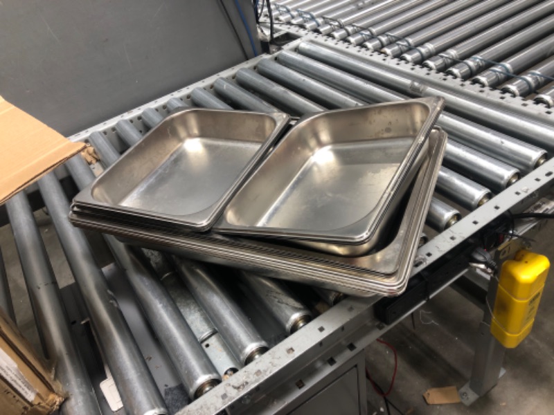 Photo 2 of SCRATCHED***Chafing Dish Buffet Set (4 Pack) Chafers 8QT Buffet Servers And Warmers, Chaffing Servers With Covers, Catering, Chafer, Folding Stand, Food Warmer For Parties Buffets 4 8 Quart 2x1/2 Food Pan