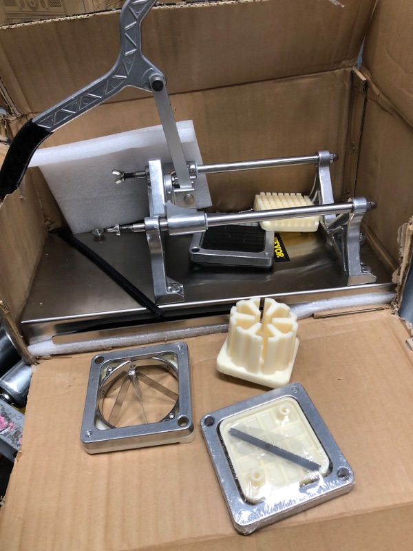 Photo 3 of **MISSING PARTS** VEVOR Commercial French Fry Cutter with 4 Replacement Blades, 1/4 and 3/8 Blade Easy Dicer Chopper, 6-wedge Slicer and 6-wedge Apple Corer, Lemon Potato Cutter for French Fries with Extended Handle 1/4? +3/8? +6 Wedger Slicer + 6 Wedger 