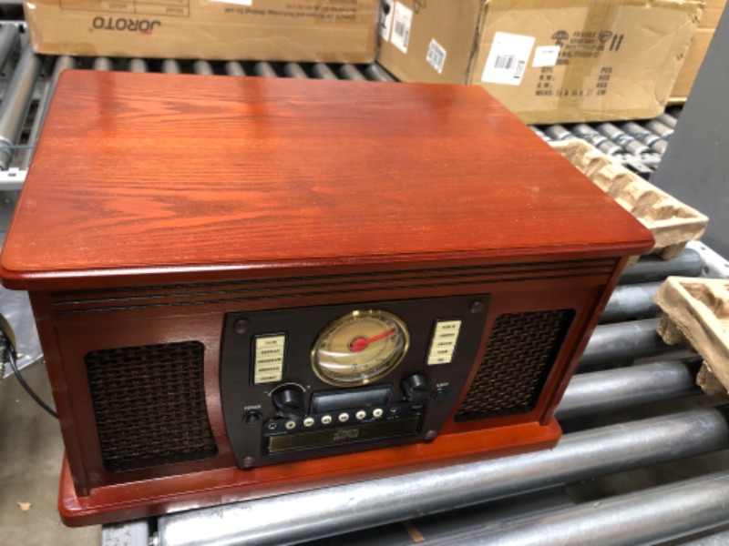 Photo 2 of Victrola Navigator 8-in-1 Classic Bluetooth Record Player with USB Encoding and 3-Speed Turntable Bundle with Victrola Wooden Stand for Wooden Music Centers with Record Holder Shelf, Mahogany