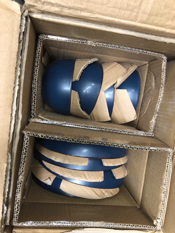 Photo 2 of **MISSING ONE UNIT* REVIEW NOTES* Stone + Lain Brasa Stoneware 16-Piece Round Dinnerware Set with Pasta Bowls, Blue 16-Piece Service for 4 Blue