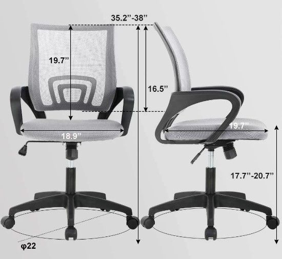 Photo 1 of BestOffice Office Chair Desk Chair Computer Chair Ergonomic Executive Swivel Rolling Chair with Lumbar Support Arms Adjustable Task Chair for Women Adults, Grey