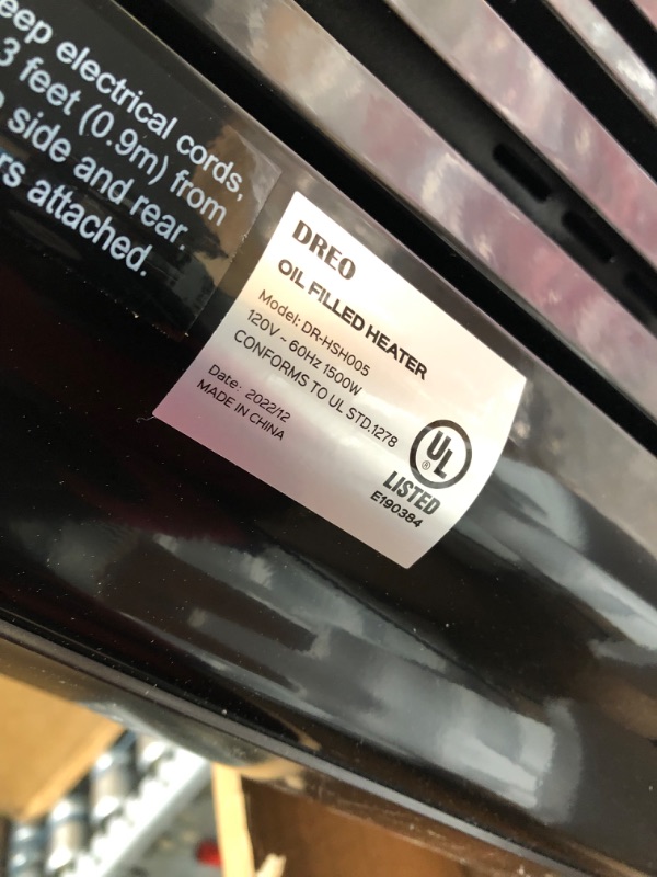 Photo 1 of Dreo Radiator Heater, Upgrade 1500W Electric Portable Space Oil Filled Heater with Remote Control, 4 Modes, Overheat & Tip-Over Protection, 24h Timer, Digital Thermostat, Quiet, Indoor
