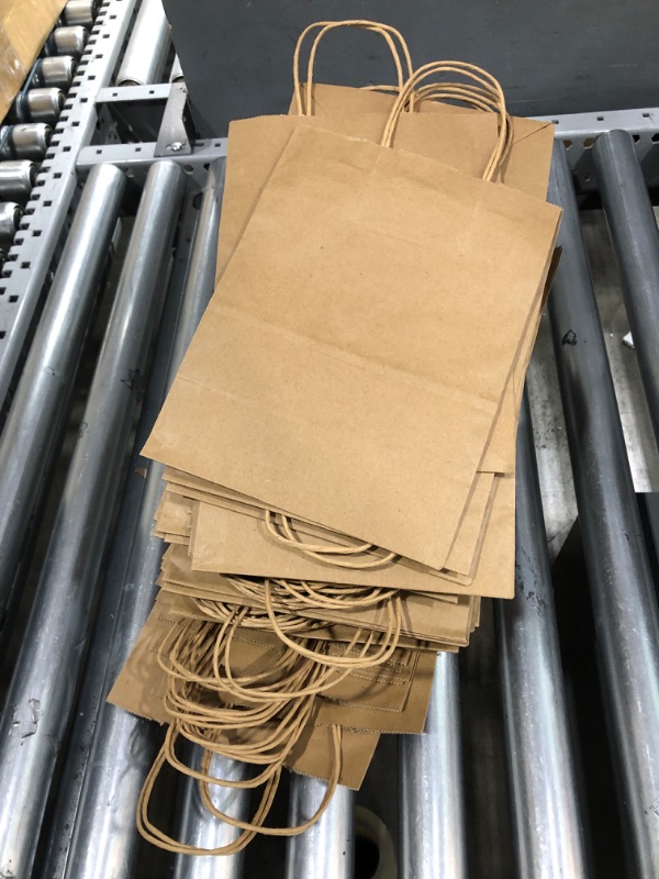 Photo 2 of Brown Paper Bags with Handles Bulk, 100Pcs, 8x4.5x10.8Inches, Gift Bags, Brown Kraft Paper Bags, Gift Bags Bulk, Retail Bags, Party Bags, Shopping Bags, Favor Bags Brown Medium-8*4.5*10.8 Inch(Pach of 100)