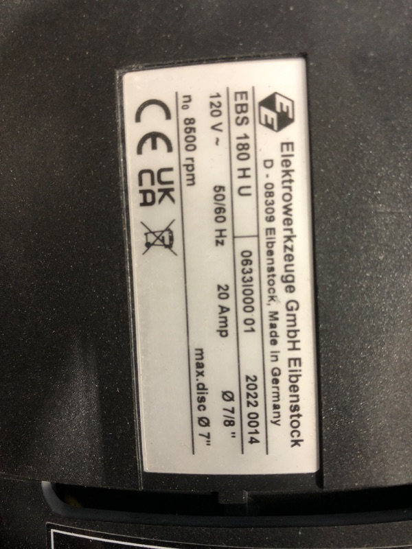 Photo 5 of *NEEDS PROFESSIONAL REPAIR*CS Unitec EBS 180 H Low-Vibration Hand-Held Concrete Ginder, 7" Diameter with Dust Extraction and Edging Capacity, 20 AMP
