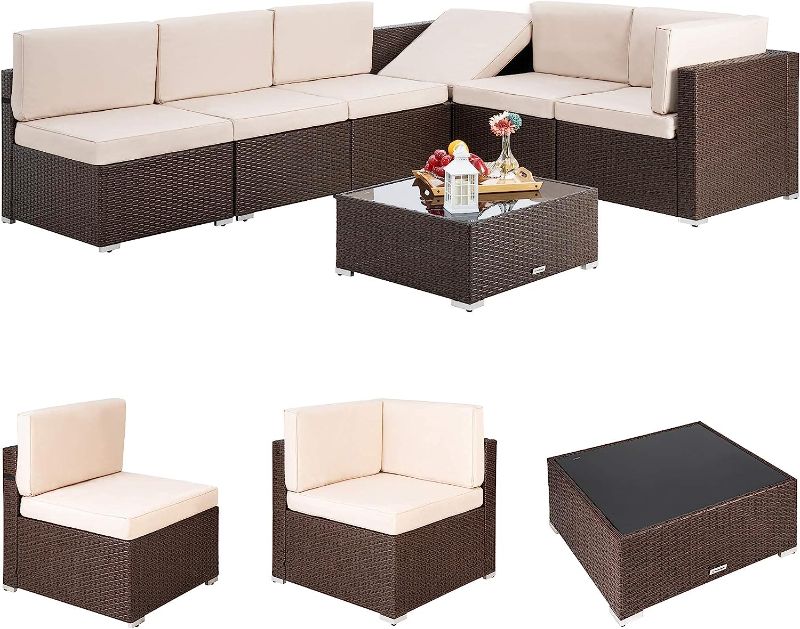 Photo 1 of **MISSING 2 BOXES**
Pamapic 7 Pieces Outdoor Sectional Furniture Wicker Patio sectional Furniture Sets