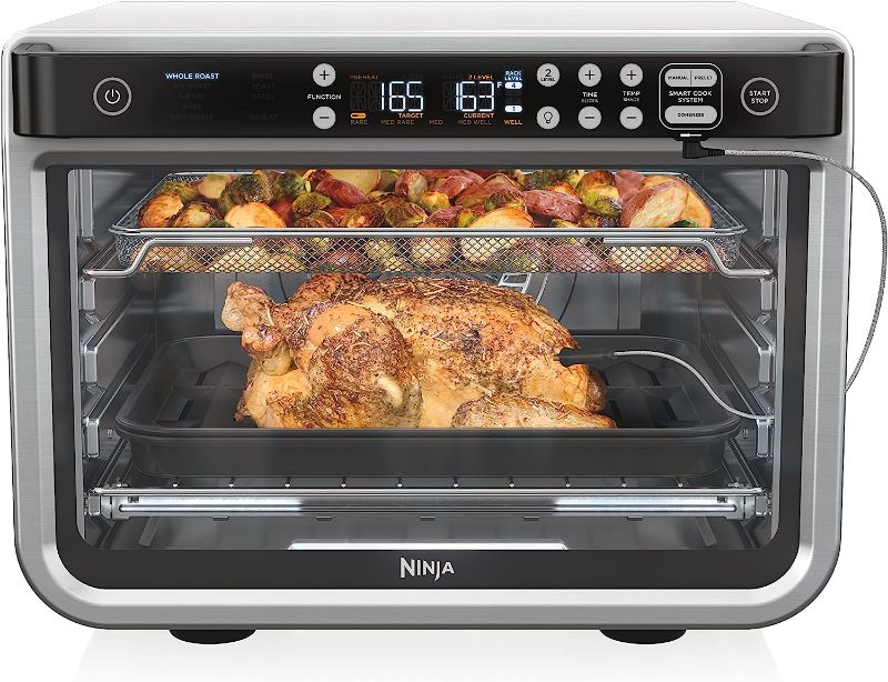 Photo 1 of *READ NOTES*Ninja DT251 Foodi 10-in-1 Smart XL Air Fry Oven, Bake, Broil, Toast, Air Fry, Roast, Digital Toaster, Smart Thermometer, True Surround Convection up to 450°F, includes 6 trays & Recipe Guide, Silver
