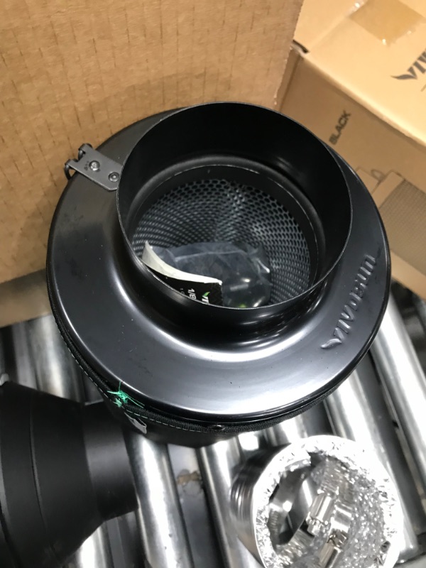 Photo 2 of VIVOSUN Air Filtration Kit, 4” 190 CFM Inline Ventilation Fan with Speed Controller, 4” Black Carbon Filter and 8’ of Ducting for Grow Tent, Planting Room, Air Circulation 4 Inch Black Filter+Silver Ducting