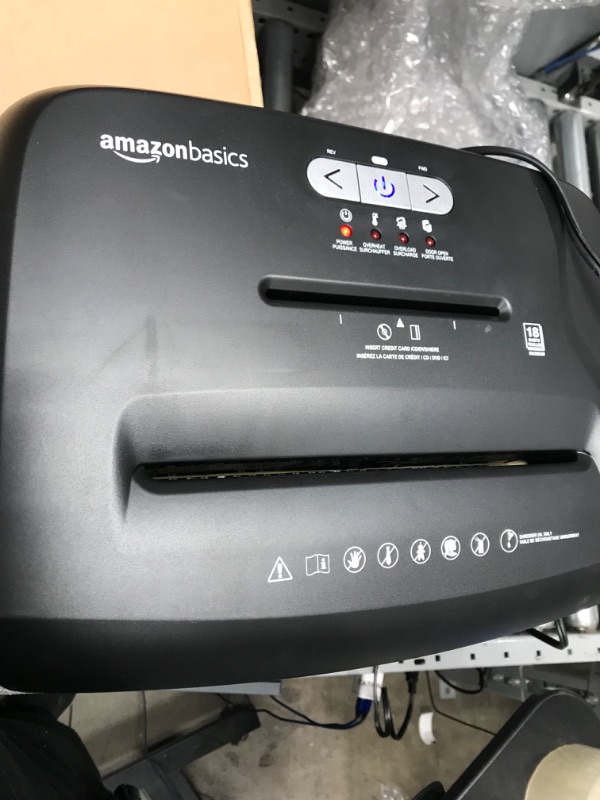 Photo 3 of Amazon Basics 18-Sheet Cross-Cut Paper, CD, and Credit Card Shredder, Black 18 Sheet Shredder